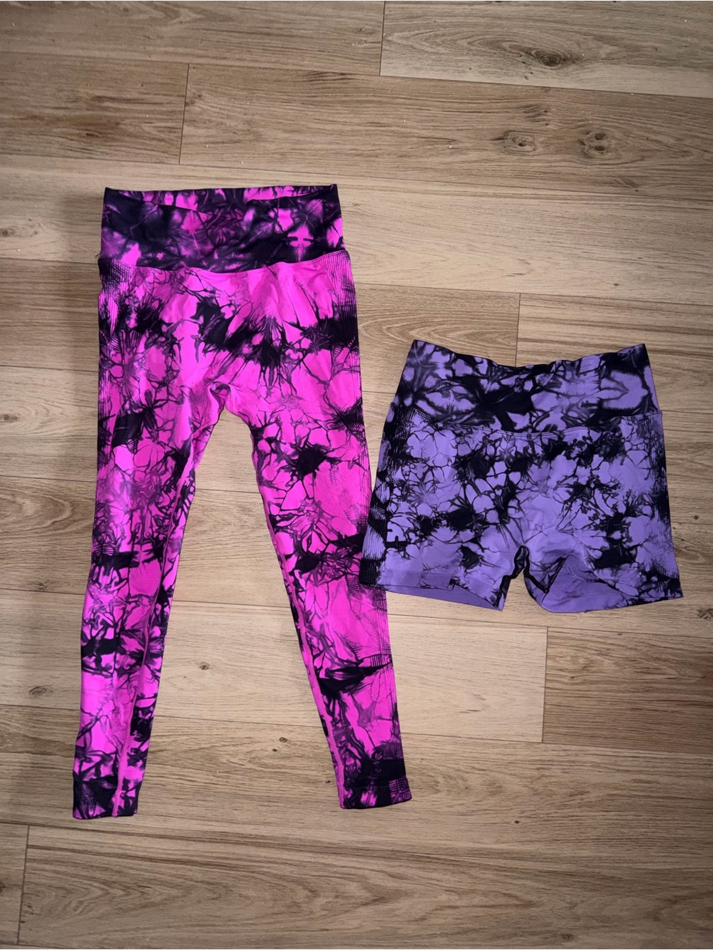 Women's Pink Tie-Dye High-Waist booty lift Leggings and shorts